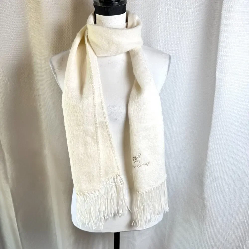 Alpaca Scarf Camargo Very Soft Ivory Tassel 76x9